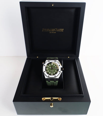 Audemars Piguet Royal Oak Offshore Diver Watch-Green Dial 42mm-15720ST.OO.A052CA.01 - Luxury Time NYC
