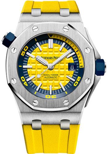Audemars Piguet Royal Oak Offshore Diver Watch-Yellow Dial 42mm-15710ST.OO.A051CA.01 - Luxury Time NYC INC