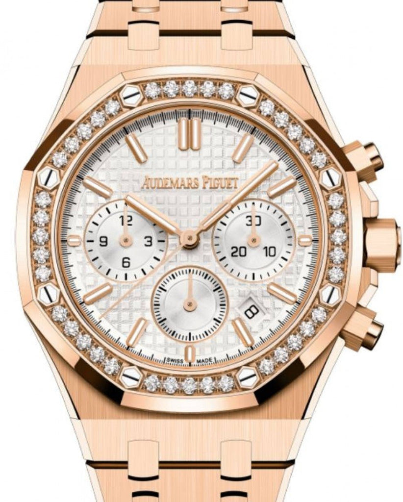 Audemars Piguet Royal Oak Selfwinding Chronograph 38mm Rose Gold Silver Dial 26715OR.ZZ.1356OR.01 - Luxury Time NYC