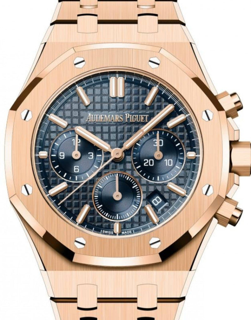 Audemars Piguet Royal Oak Selfwinding Chronograph Rose Gold 38mm Blue Dial 26715OR.OO.1356OR.01 - Luxury Time NYC