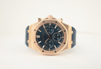 Audemars Piguet Royal Oak Selfwinding Chronograph Rose Gold 41mm Blue Dial 26240OR.OO.D315CR.01 - Luxury Time NYC