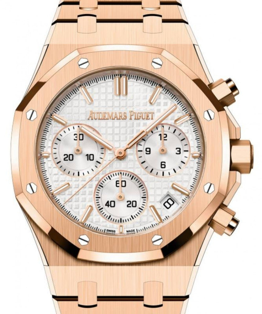 Audemars Piguet Royal Oak Selfwinding Chronograph Rose Gold 41mm White Dial 26240OR.OO.1320OR.03 - Luxury Time NYC