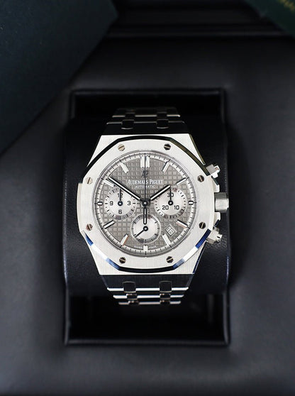 Audemars Piguet Royal Oak Selfwinding Chronograph Stainless Steel 38mm Grey Dial 26715ST.OO.1356ST.02 - Luxury Time NYC