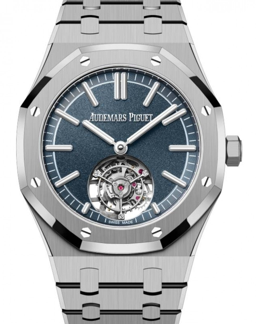 Audemars Piguet Royal Oak Selfwinding Flying Tourbillion Titanium 41mm Blue 26730TI.OO.1320TI.01 - Luxury Time NYC