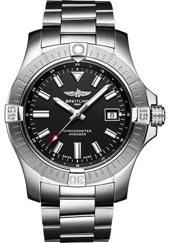 Breitling Avenger Automatic 43 Watch - Stainless Steel - Black Dial - Metal Bracelet - A17318101B1A1 - Luxury Time NYC