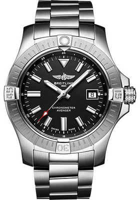 Breitling Avenger Automatic 43 Watch - Stainless Steel - Black Dial - Metal Bracelet - A17318101B1A1 - Luxury Time NYC