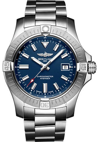 Breitling Avenger Automatic 43 Watch - Stainless Steel - Blue Dial - Metal Bracelet - A17318101C1A1 - Luxury Time NYC