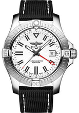 Load image into Gallery viewer, Breitling Avenger Automatic GMT 43 Watch - Stainless Steel - White Dial - Anthracite Calfskin Leather Strap - Folding Buckle - A32397101A1X2 - Luxury Time NYC