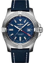Load image into Gallery viewer, Breitling Avenger Automatic GMT 45 Watch - Stainless Steel - Blue Dial - Blue Calfskin Leather Strap - Tang Buckle - A32395101C1X1 - Luxury Time NYC