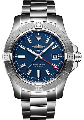 Breitling Avenger Automatic GMT 45 Watch - Stainless Steel - Blue Dial - Metal Bracelet - A32395101C1A1 - Luxury Time NYC