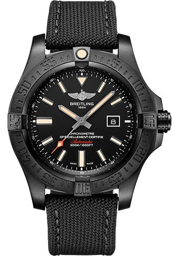 Breitling Avenger Blackbird Watch - Black Titanium - Volcano Black Dial - Black Military Strap - Tang Buckle - V17310101B1W1 - Luxury Time NYC