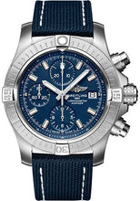 Load image into Gallery viewer, Breitling Avenger Chronograph 43 Watch - Stainless Steel - Blue Dial - Blue Calfskin Leather Strap - Tang Buckle - A13385101C1X1 - Luxury Time NYC
