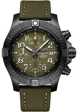 Load image into Gallery viewer, Breitling Avenger Chronograph 45 Night Mission Watch - DLC-Coated Titanium - Green Dial - Khaki Green Calfskin Leather Strap - Folding Buckle - V13317101L1X2 - Luxury Time NYC