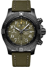 Load image into Gallery viewer, Breitling Avenger Chronograph 45 Night Mission Watch - DLC-Coated Titanium - Green Dial - Khaki Green Calfskin Leather Strap - Tang Buckle - V13317101L1X1 - Luxury Time NYC