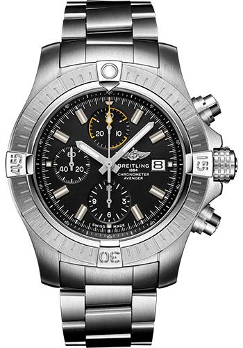 Breitling Avenger Chronograph 45 Watch - Stainless Steel - Black Dial - Metal Bracelet - A13317101B1A1 - Luxury Time NYC