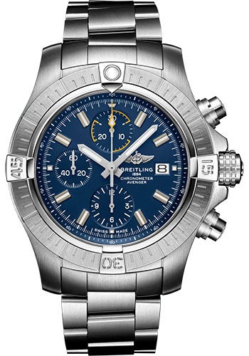 Breitling Avenger Chronograph 45 Watch - Stainless Steel - Blue Dial - Metal Bracelet - A13317101C1A1 - Luxury Time NYC