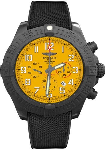 Breitling Avenger Hurricane Watch - 50mm Breitlight Case - Cobra Yellow Dial - Anthracite Black Military Rubber Strap - XB0170E4/I533-military-rubber-anthracite-black-folding - Luxury Time NYC