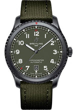 Load image into Gallery viewer, Breitling Aviator 8 Automatic 41 Black Steel Curtiss Warhawk Watch - Black steel - Green Dial - Green Kaki Leather Strap - Tang Buckle - M173152A1L1X1 - Luxury Time NYC