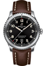 Load image into Gallery viewer, Breitling Aviator 8 Automatic 41 Watch - Stainless Steel - Black Dial - Brown Calfskin Leather Strap - Tang Buckle - A17315101B1X3 - Luxury Time NYC