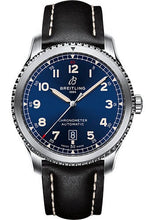 Load image into Gallery viewer, Breitling Aviator 8 Automatic 41 Watch - Stainless Steel - Blue Dial - Black Calfskin Leather Strap - Folding Buckle - A17315101C1X4 - Luxury Time NYC