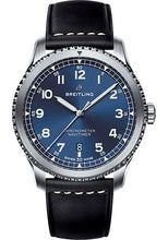Load image into Gallery viewer, Breitling Aviator 8 Automatic 41 Watch - Steel Case - Blue Dial - Black Leather Strap - A17314101C1X2 - Luxury Time NYC