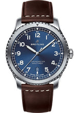 Load image into Gallery viewer, Breitling Aviator 8 Automatic 41 Watch - Steel Case - Blue Dial - Brown Leather Strap - A17314101C1X1 - Luxury Time NYC