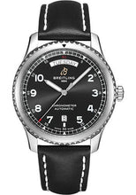 Load image into Gallery viewer, Breitling Aviator 8 Automatic Day &amp; Date 41 Watch - Stainless Steel - Black Dial - Black Calfskin Leather Strap - Folding Buckle - A45330101B1X2 - Luxury Time NYC
