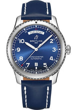 Load image into Gallery viewer, Breitling Aviator 8 Automatic Day &amp; Date 41 Watch - Steel - Blue Dial - Blue Leather Strap - Tang Buckle - A45330101C1X3 - Luxury Time NYC
