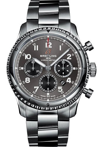 Breitling Aviator 8 B01 Chronograph 43 Watch - Stainless Steel - Anthracite Dial - Metal Bracelet - AB0119131B1A1 - Luxury Time NYC
