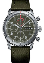 Load image into Gallery viewer, Breitling Aviator 8 Chronograph 43 Curtiss Warhawk Watch - Steel - Green Dial - Khaki Green Military Strap - Folding Buckle - A133161A1L1X2 - Luxury Time NYC