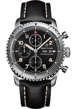 Load image into Gallery viewer, Breitling Aviator 8 Chronograph 43 Watch - Stainless Steel - Black Dial - Black Calfskin Leather Strap - Folding Buckle - A13316101B1X2 - Luxury Time NYC