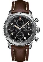 Load image into Gallery viewer, Breitling Aviator 8 Chronograph 43 Watch - Stainless Steel - Black Dial - Brown Calfskin Leather Strap - Folding Buckle - A13316101B1X4 - Luxury Time NYC