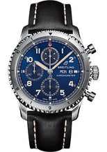 Load image into Gallery viewer, Breitling Aviator 8 Chronograph 43 Watch - Stainless Steel - Blue Dial - Black Calfskin Leather Strap - Folding Buckle - A13316101C1X3 - Luxury Time NYC