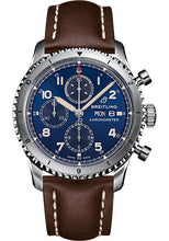 Load image into Gallery viewer, Breitling Aviator 8 Chronograph 43 Watch - Stainless Steel - Blue Dial - Brown Calfskin Leather Strap - Folding Buckle - A13316101C1X4 - Luxury Time NYC