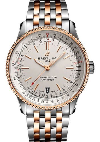 Breitling Breitling Navitimer Automatic 38 Watch - Steel & Red Gold - Silver Dial - Steel and Red Gold Bracelet - U17325211G1U1 - Luxury Time NYC