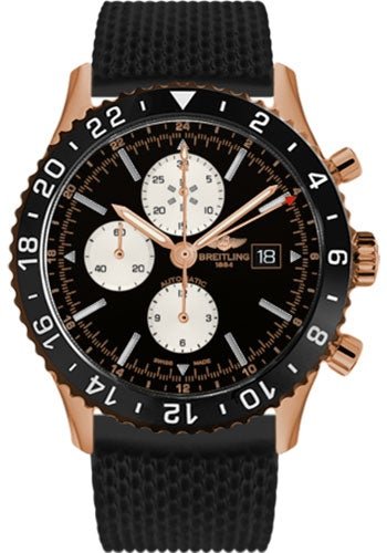 Breitling Chronoliner Watch - 46mm Red Gold Case - Black Dial - Black Aero Classic Rubber Strap - R2431212/BE83-aero-classic-rubber-black-deployant - Luxury Time NYC