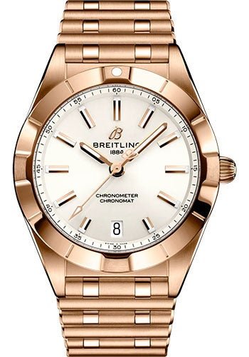 Breitling Chronomat 32 Watch - 18K Red Gold - White Dial - Metal Bracelet - R77310101A1R1 - Luxury Time NYC