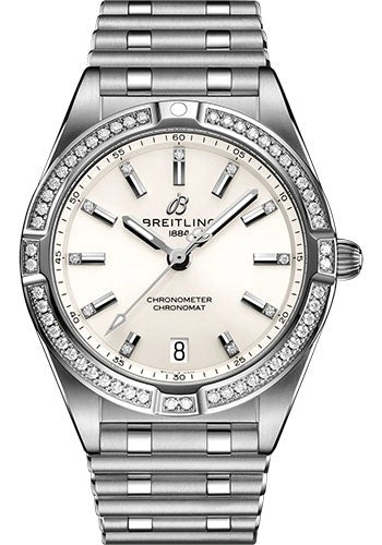 Breitling Chronomat 32 Watch - Stainless Steel (Gem-set) - White Diamond Dial - Metal Bracelet - A77310591A1A1 - Luxury Time NYC