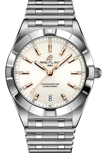 Breitling Chronomat 32 Watch - Stainless Steel - White Diamond Dial - Metal Bracelet - A77310101A3A1 - Luxury Time NYC