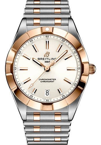 Breitling Chronomat 32 Watch - Steel and 18K Red Gold - White Dial - Metal Bracelet - U77310101A1U1 - Luxury Time NYC