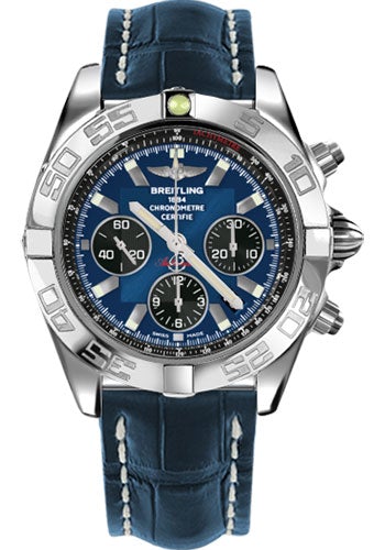 Breitling Chronomat 44 Watch - Steel Case - Blackeye Blue Dial - Blue Croco Strap - AB011012/C789/731P/A20BA.1 - Luxury Time NYC