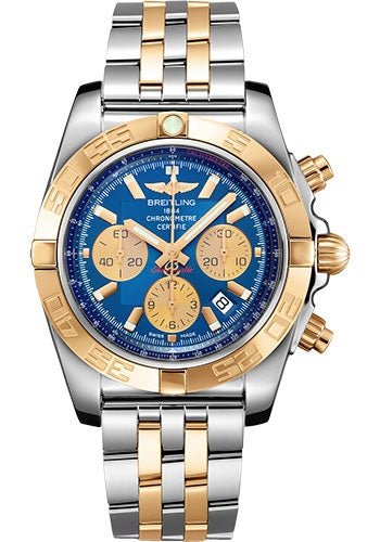 Breitling Chronomat 44 Watch - Steel & Gold - Metallica Blue Dial - Steel And Gold Bracelet - CB0110121C1C1 - Luxury Time NYC
