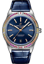 Load image into Gallery viewer, Breitling Chronomat Automatic 36 South Sea Watch - Stainless Steel (Gem-set) - Midnight Blue Dial - Blue Alligator Leather Strap - Folding Buckle - A10380611C1P1 - Luxury Time NYC