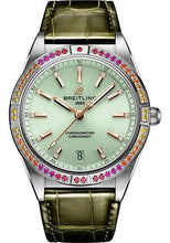 Load image into Gallery viewer, Breitling Chronomat Automatic 36 South Sea Watch - Stainless Steel (Gem-set) - Mint Green Dial - Green Alligator Leather Strap - Folding Buckle - A10380611L1P1 - Luxury Time NYC