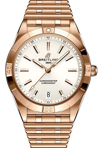 Breitling Chronomat Automatic 36 Watch - 18K Red Gold - White Dial - Metal Bracelet - R10380101A1R1 - Luxury Time NYC