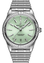 Load image into Gallery viewer, Breitling Chronomat Automatic 36 Watch - Stainless Steel (Gem-set) - Mint Green Diamond Dial - Metal Bracelet - A10380591L1A1 - Luxury Time NYC