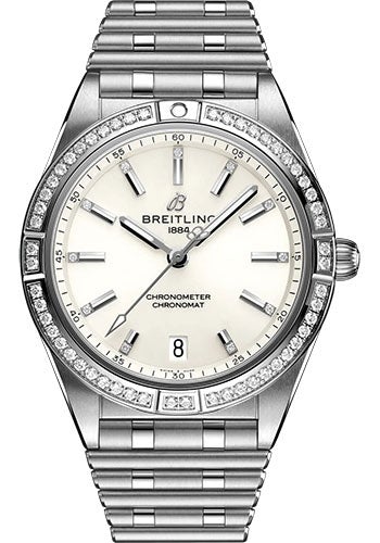Breitling Chronomat Automatic 36 Watch - Stainless Steel (Gem-set) - White Diamond Dial - Metal Bracelet - A10380591A1A1 - Luxury Time NYC