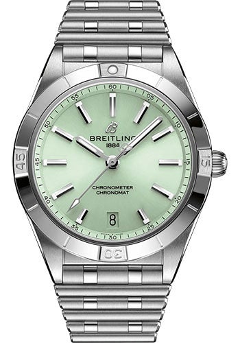 Breitling Chronomat Automatic 36 Watch - Stainless Steel - Mint Green Dial - Metal Bracelet - A10380101L1A1 - Luxury Time NYC