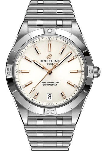 Breitling Chronomat Automatic 36 Watch - Stainless Steel - White Diamond Dial - Metal Bracelet - A10380101A2A1 - Luxury Time NYC