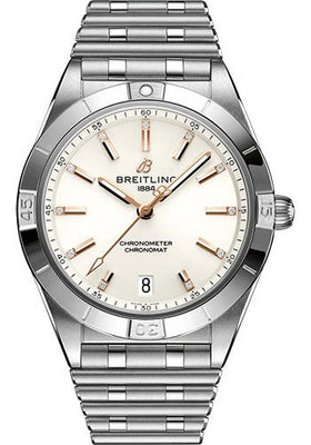 Breitling Chronomat Automatic 36 Watch - Stainless Steel - White Diamond Dial - Metal Bracelet - A10380101A2A1 - Luxury Time NYC